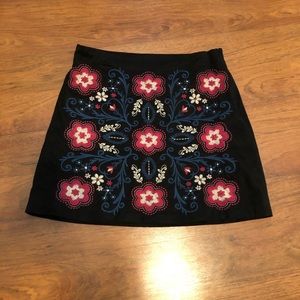 Francesca’s embroidered black skirt